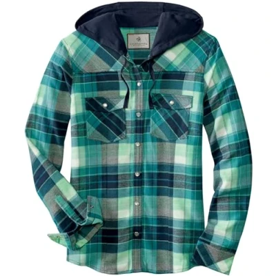 Abbildung von Legendary Whitetails Damen Lumber Jane Hooded Flannel Shirt Hemd mit Button Down Kragen, Frozen River Plaid, Klein