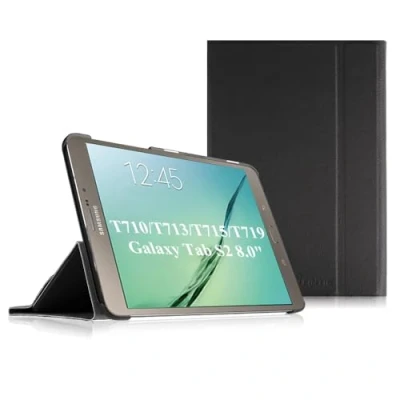 Abbildung von Fintie Hülle für Samsung Galaxy Tab S2 8.0 T710 / T715 T719 (8 Zoll) Tablet PC Ultra Schmaler Flip Folio Book Cover Schutzhülle mit Auto Schlaf/Wach Funktion, Schwarz