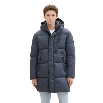 Abbildung von TOM TAILOR Denim Herren 1044639 Puffer Winterparka mit Kapuze, 10306 Blueish Grey, M