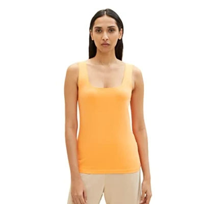 Abbildung von TOM TAILOR Damen 1035393 Basic Top, 29751 Bright Mango Orange, XXS