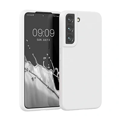 Abbildung von kwmobile Schutzhülle kompatibel mit Samsung S22 Hülle Silikon Case Handyhülle weiche Oberfläche kabelloses Laden Weiß matt