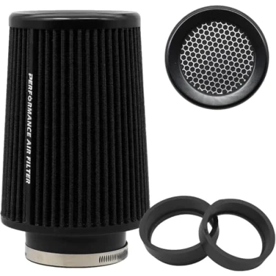 Abbildung von Universal kegelförmiger Luftfilter 76 mm 89 101 hochleistungs Einlass Lufteinlass Rundkegel Reiniger für Racing Sport Auto 3 Größen in einem (black big)