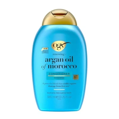 Abbildung von OGX Argan Oil of Morocco Conditioner (385 ml), regenerierende Haarspülung repariert Haarschäden sichtbar bereits nach der ersten Anwendung, Haarpflege Spülung mit Arganöl für geschädigtes Haar