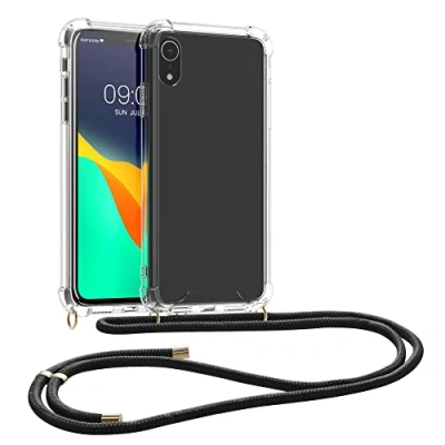 Abbildung von kwmobile Necklace Case kompatibel mit Apple iPhone XR Hülle Silikon Cover Handykette Band Handyhülle Schwarz Transparent