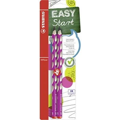 Abbildung von Ergonomischer Dreikant Bleistift für Rechtshänder STABILO EASYgraph in pink 2er Pack Härtegrad HB