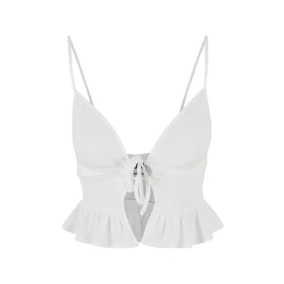 Abbildung von Urban Classics Waffle Ruffle Top, Damen, Größe: 5XL, White