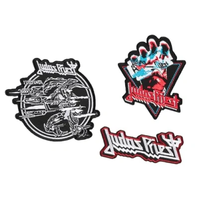 Abbildung von Grupo Erik Patches zum Aufbügeln Bügelbilder für Textilien Judas Priest Set 3 Bügelflicken Aufnäher Erwachsene und Kinder