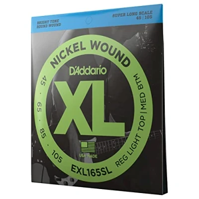 Abbildung von D&#039;Addario E Bass Gitarrensaiten Saiten Bassgitarre Strings Guitar EXL165SL Custom Light, 45 105 Super Long Scale