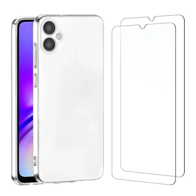Abbildung von NEW&#039;C Hülle für Samsung Galaxy A05 Ultra Transparent Silikon Weiches TPU Gel und 2 x Panzer Schutz Glas Kratzfest
