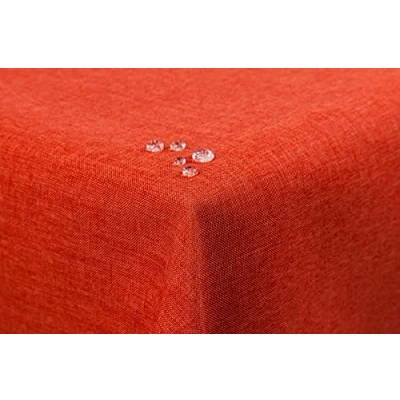 Abbildung von First Tex Tischdecke Leinenoptik Lotuseffekt abwaschbar 110x180 eckig Terracotta/orange