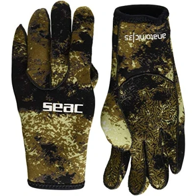Abbildung von Seac Anatomic Camo Gloves, Tauchhandschuhe aus 3,5mm Neoprene für Freitauchen und Unterwasserjagd in Tarnfarben