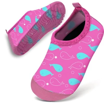 Abbildung von Badeschuhe Baby Kinder Wasserschuhe Schwimmschuhe Mädchen Strandschuhe Badesoken Kleinkind Aquaschuhe Barfuss Schuhe(Pinkwal,24/25)