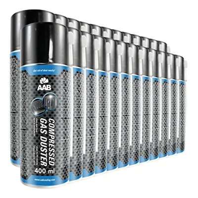 Abbildung von AAB Druckluft Reiniger 24 x 400ml, Reinigungspray, aus der Dose, Reinigung von Tastatur, Keyboard, Spielekonsolen, Kopierer, Computergehäuse, Air Duster, Luft druck, Luftdruckspray