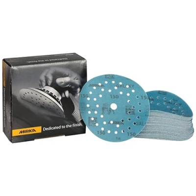 Abbildung von Mirka Galaxy Epoxid Schleifpapier 125mm Klett Korn 150 zum Schleifen von Epoxidharz, Holz, Epoxy, Rivertable / 50 Stk Schleifscheiben