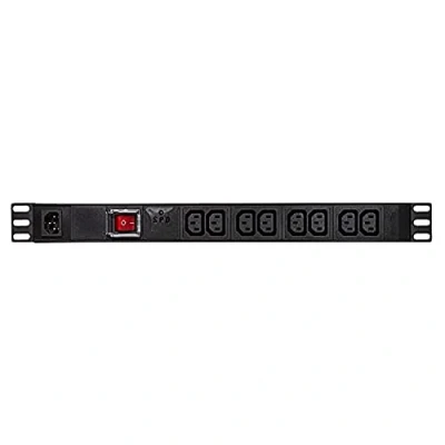 Abbildung von LogiLink PDU8A02, Standard, 1U, Aluminium, Schwarz, 8 AC Ausgänge, C13 Koppler