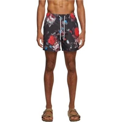 Abbildung von Urban Classics Pattern Badeshorts, Herren, Größe: Medium, Black rose aop