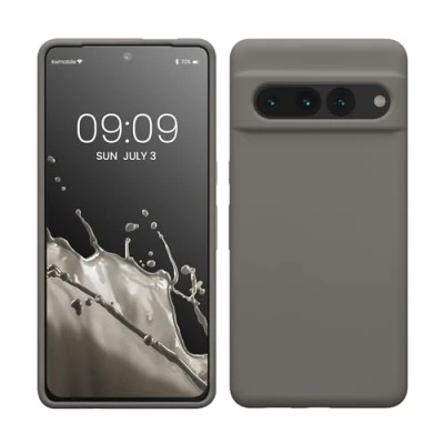 Abbildung von kwmobile Hülle kompatibel mit Google Pixel 7 Pro Silikon Handy Case Handyhülle weiche Oberfläche kabelloses Laden Stone Dust