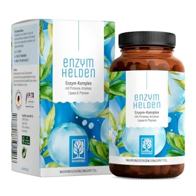 Abbildung von Enzym Komplex mit Protease, Amylase, Lipase &amp; Phytase ENZYMHELDEN 120 vegane Kapseln NATURTREU® 63.6 g