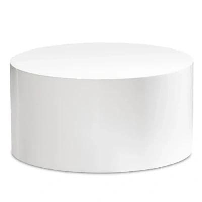 Abbildung von FineBuy Couchtisch MONOBLOC 60x60x30 cm Weiß Hochglanz, Design Wohnzimmertisch Rund, Lounge Sofatisch Schlicht, Kaffeetisch Modern
