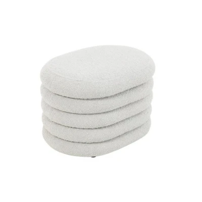 Abbildung von SVITA Blossom XL Hocker mit Stauraum Sitzbank Sitztruhe Sitzhocker Aufbewahrungsbox Polsterbank bis 200 kg belastbar Ottomane Boucle Bezug Weiß