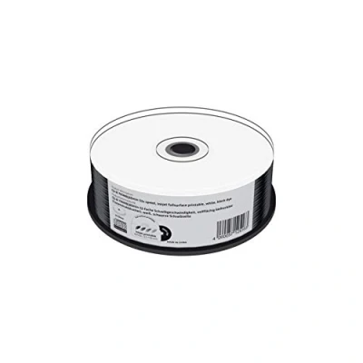 Abbildung von CD R 700MB80min 52 fache Schreibgeschwindigkeit, vollflächig bedruckbar (Tintenstrahldrucker), schwarze Schreibseite, 25er Cakebox