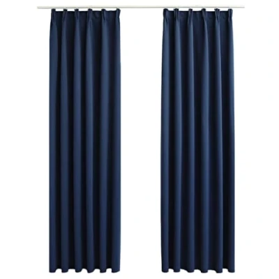 Abbildung von vidaXL 2X Vorhang Verdunkelung mit Haken Verdunkelungsvorhang Kräuselband Thermo Gardine Blickdicht Vorhänge Wohnzimmer Blau 140x175cm