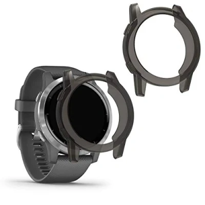 Abbildung von kwmobile 2X Sport Schutzhülle kompatibel mit Garmin Vivoactive 4 (45 mm) Hülle Silikon Cover klar Case ohne Tracker Schwarz Transparent
