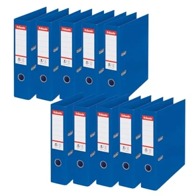 Abbildung von Esselte Ordner breit, DIN A4, 10er Pack, 7,5 cm Rückenbreite, Kunststoff Ordner, Blau, Vivida, 811350