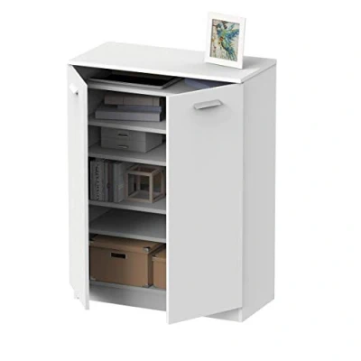 Abbildung von Muebles Pitarch Multifunktionaler Schuhunterschrank mit 2 Regalen für Büros, Galerien, Küchen, 101x74x36 cm (Höhe x Breite Tiefe), Weiß, Tibet Kollektion