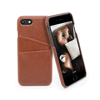 Abbildung von MyGadget Handyhülle Kunstleder Case mit Kartenfach für iPhone 7 8 Business Hülle Slim Back Cover Karten Etui Schutzhülle in Braun