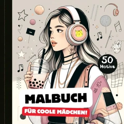 Abbildung von Malbuch für coole Mädchen ab 10 Jahre. Das schöne Geschenk und Teenager: 50 grosse Motive Kreativität Stressabbau Dein künstlerischer Freiraum