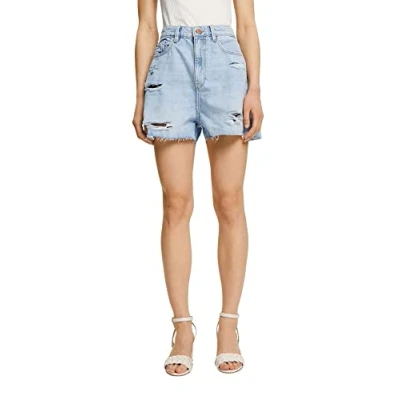 Abbildung von edc by ESPRIT Damen Jeans Shorts 052cc1c304, 904/Blue Bleached, 30