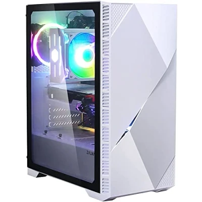 Abbildung von Zalman Z3 Iceberg E ATX Midi Tower Gehäuse mit Lüfter, Seitenteil aus Tempered Glass, Gaming RGB Controller, PC ATX, Weiß