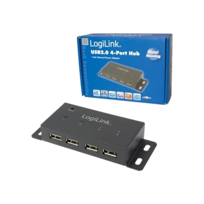 Abbildung von Logilink USB 2.0 Hub mit 4 Ports aus Metall in schwarz