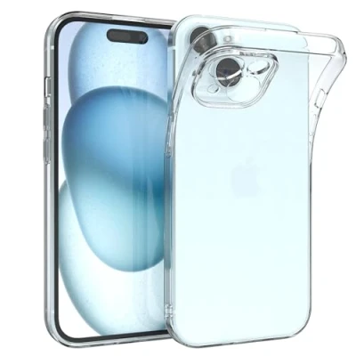 Abbildung von EAZY CASE Hülle kompatibel mit iPhone 15 Schutzhülle Silikon, Ultra dünn, Slimcover, Handyhülle, Silikonhülle, Backcover, Durchsichtig, Klar Transparent