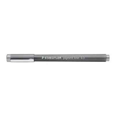 Abbildung von STAEDTLER pigment liner, grau, Linienbreite 0,3 mm, dokumentenechte Pigmenttinte, lange Metallspitze, Lebensdauer, 10 Fineliner im Kartonetui, 308 03 82