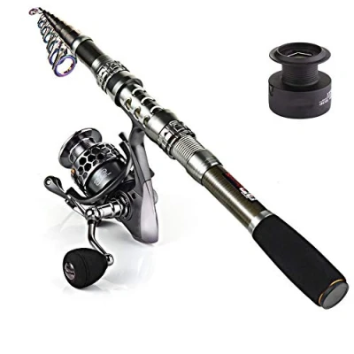 Abbildung von Sougayilang Angel und Rollen Kombination, tragbar, Teleskopangel, Stationärrolle, für Reisen/Salzwasser/Süßwasser Angeln, 2.1M/6.89FT Rod+XY3000 Reel