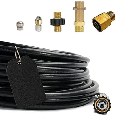 Abbildung von Rohrreinigungsschlauch Professional (6 Teilig) für Kärcher Kränzle HD HDS 63900290 &amp; 57630400 Anschluss 1/8&quot; AG : M22 x 1,5 IG Bajonett Adapter Messing EASY!LOCK (60)