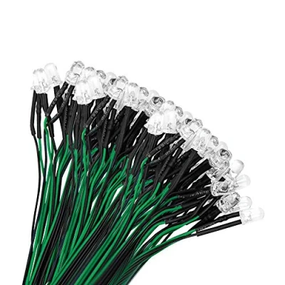 Abbildung von YIXISI 50 Stücke Vorverdrahtete LED, Dioden Licht, 12V Vorverdrahtetes 5mm LEDs, 20cm Grün