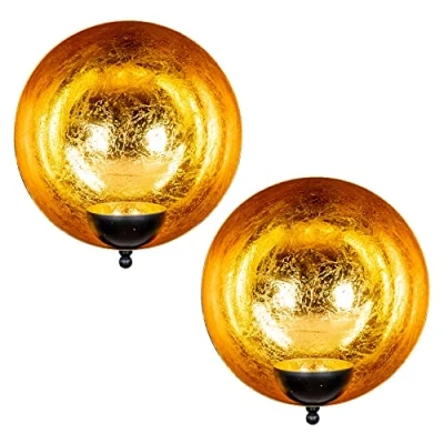 Abbildung von Levandeo® Kerzenständer, 2er Set Wand Teelichthalter Schwarz Gold Metall Kerzenhalter Wanddeko