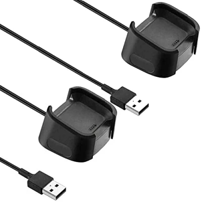 Abbildung von TECHGEAR 2 Stück USB Ladekabel Kompatibel mit Fitbit Versa/Fitbit Versa Lite Lade Kabel Power Cradle Dock Station Versa/Versa SmartWatch