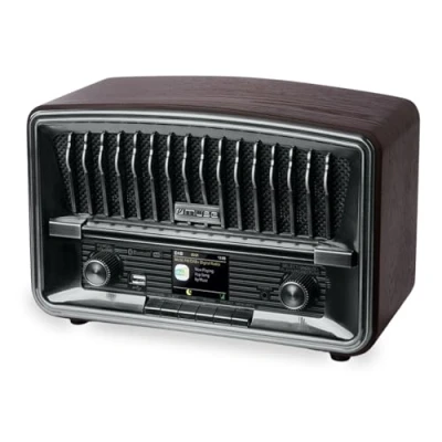 Abbildung von Muse Digitalradio, DAB+ FM, Radiowecker, Dual Alarm, (M 135 DBT) LCD Display, 2 x 5 Watt, Schlummerfunktion, USB AUX IN Telefonbuchse, Dunkelgrau, Retro, Nostalgieradio