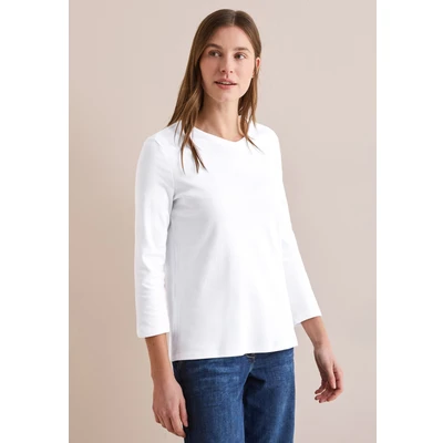 Abbildung von Cecil Basic Vneck Langarmshirt, Damen, Größe: Large, Weiß