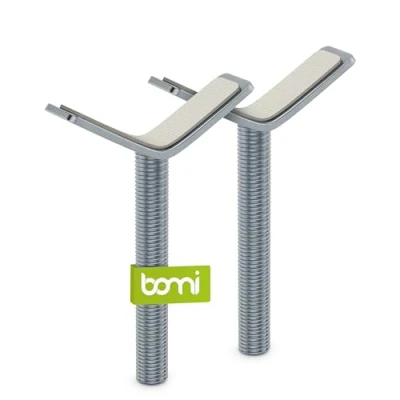 Abbildung von BOMI Treppenschutzgitter Spindel aus Metall 2 Stück in Silber Y Adapter für Treppengeländer Zubehör Türschutzgitter Treppen Geländer Einfache Befestigung Baby Schutzgitter