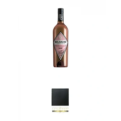 Abbildung von Belsazar Vermouth Rose 0,75 Liter + Schiefer Glasuntersetzer eckig ca. 9,5 cm Durchmesser
