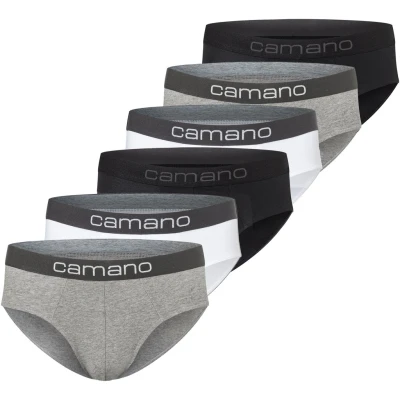 Abbildung von camano 6ER PACK Slip, Herren, Größe: Medium, Black grey white