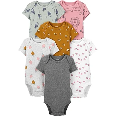 Abbildung von Simple Joys by Carter&#039;s Baby Mädchen 6 Pack Short Sleeve Bodysuit Body, Mehrfarbig/Eule/Floral/Schaf/Waldtiere, Frühchen (6er Pack)