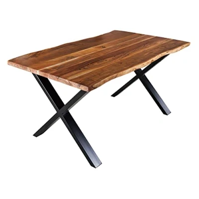 Abbildung von riess ambiente Baumkantentisch MAMMUT 160cm natur / schwarz (Einzelartikel, 1 St), Esszimmer · Massivholz Metall Industrial Design