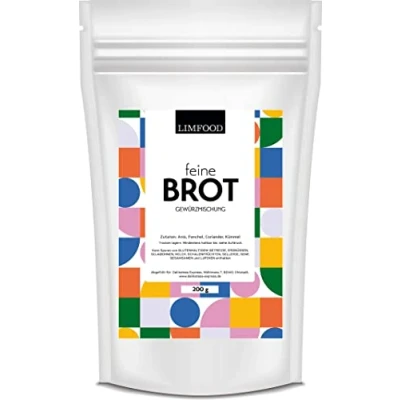 Abbildung von Limfood 200g Brotgewürz fein gemahlen, intensives Brot Gewürz für rustikales würziges Brot, Gewürzmischung mit Anis, Fenchel, Koriander &amp; Kümmel, ohne Geschmacksverstärker künstliche Zusatzstoffe