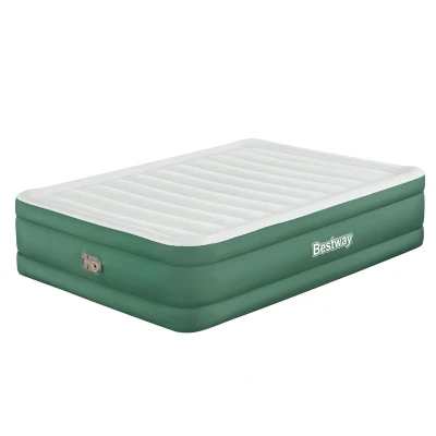 Abbildung von Bestway Toughlite TPU Doppelluftbett mit integrierter Elektropumpe, 203 x 152 46 cm, 2 Personen, bis 300 kg, I Beam Konstruktion, PVC frei, Geflockte Oberfläche, Luftrahmen, Tasche, Innengebrauch